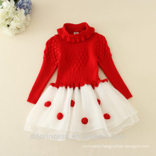 baby sweater design warm winter party dress for girls pink red sweater dress